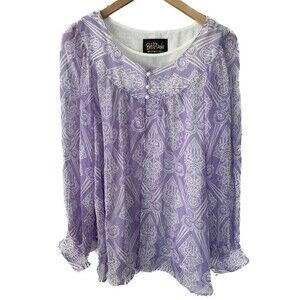 Vintage Bob Mackie Wearable Art Deco Lagenlook 100% Silk Flowy Blouse Top M